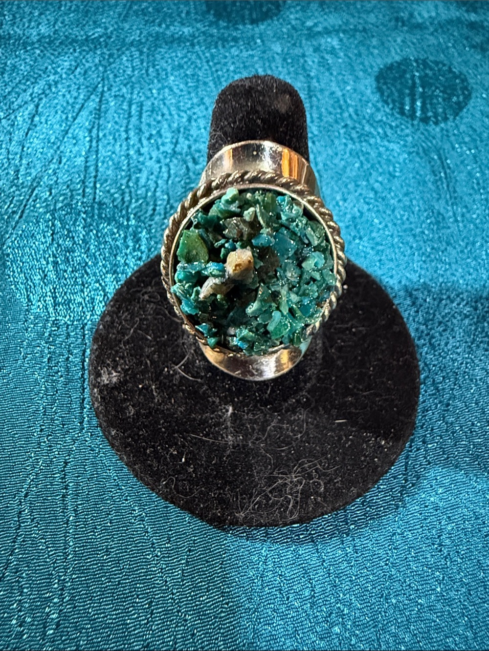 Handmade Turquoise Chip Statement Ring - Green Turquoise